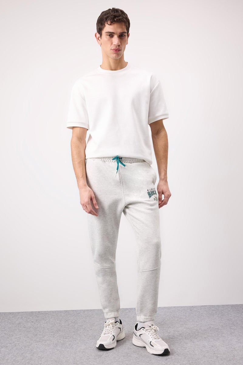 DeFacto Grey Man DeFactoFit NBA Milwaukee Bucks Sports Thick Jogger Sweatpants Casual - Image 1